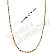 Men Stainless Steel Gold/Silver/Black Plated 2mm/3mm/4mm/5mm Rope Necklace Chain