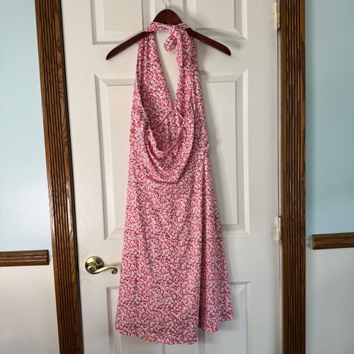 LO ÚLTIMO Vestido Halter Floral Acanalado Verano Informal Solero Rosa Blanco L - Imagen 4 de 11