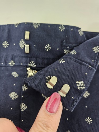 Gap City Shorts Navy Blue Print Women's Size 14 Stretch Mid Rise Pockets New 3" - Picture 4 of 9