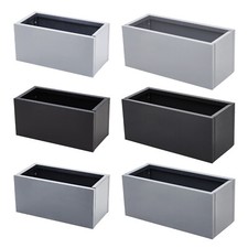 Trough Metal Garden Planters Concrete Effect Outdoor Flower Pots with Drainage