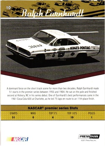 Ralph Earnhardt 2011 Press Pass Legends/10 Gold - Picture 2 of 2