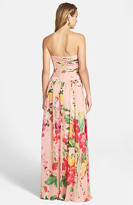 sachin and babi light blue dress JS COLLECTION~ Blush Watercolor Floral Chiffon Sweetheart Formal Gown 4 NEW  $229