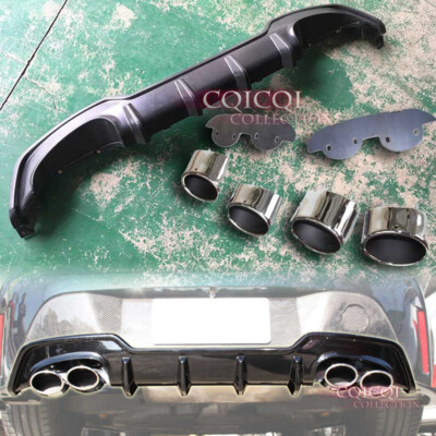 Unpainted rear diffuser + exhaust pipe for Toyota 19~22 Auris Corolla hatchback 