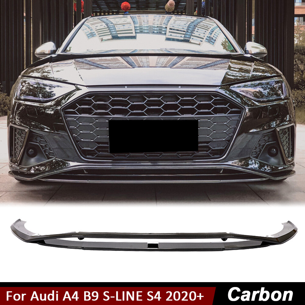 For Audi A4 B9 S-LINE S4 2020-2021 REAL CARBON Front Bumper Lip Spoiler Body Kit