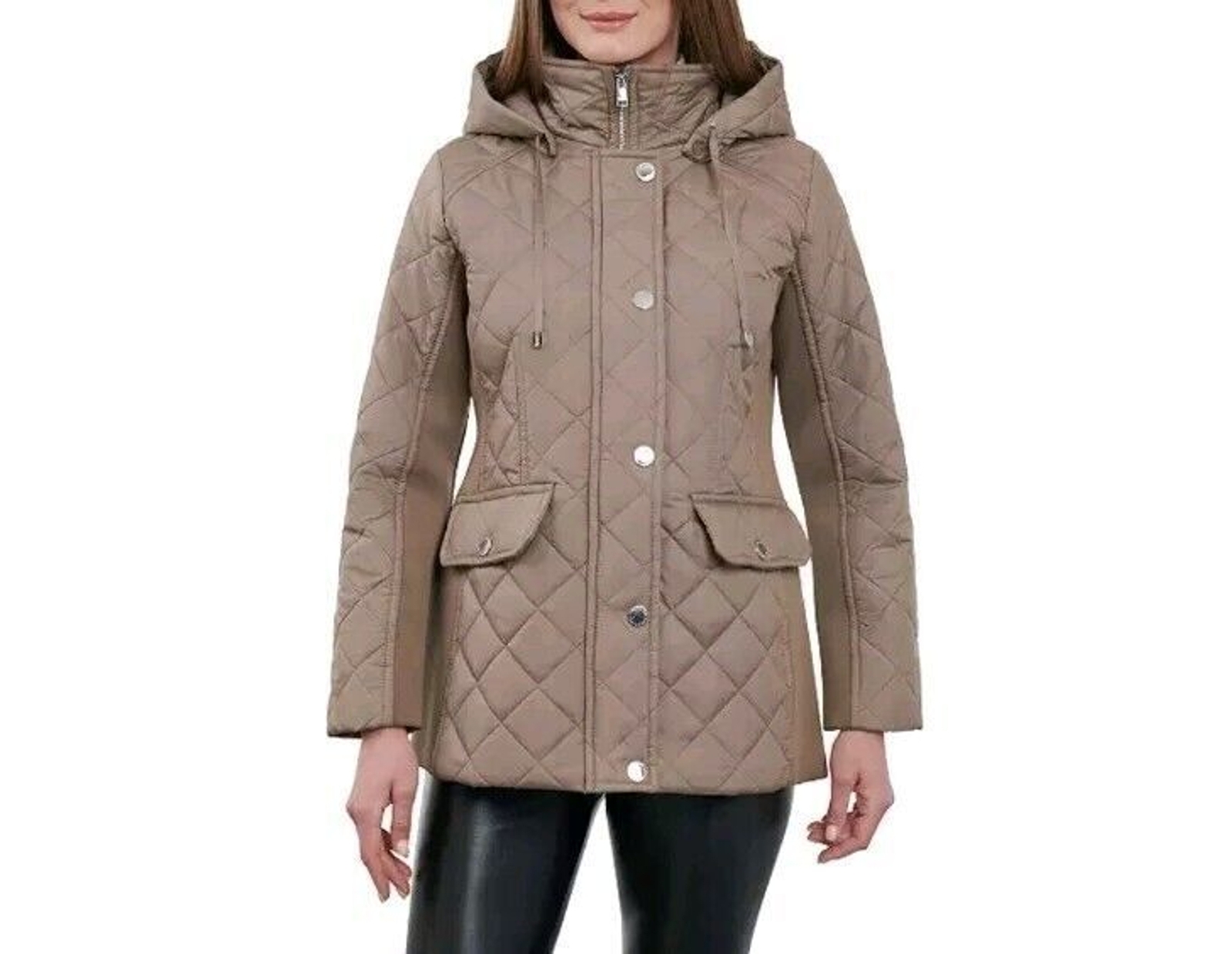 London Fog Water Resistant Brown Women’s Jacket with Removable Hood Medium A2