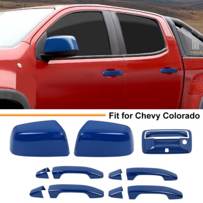 Blue Handles Rearview Mirror Tailgate Covers For Colorado Canyon 2014-22 4-Doors