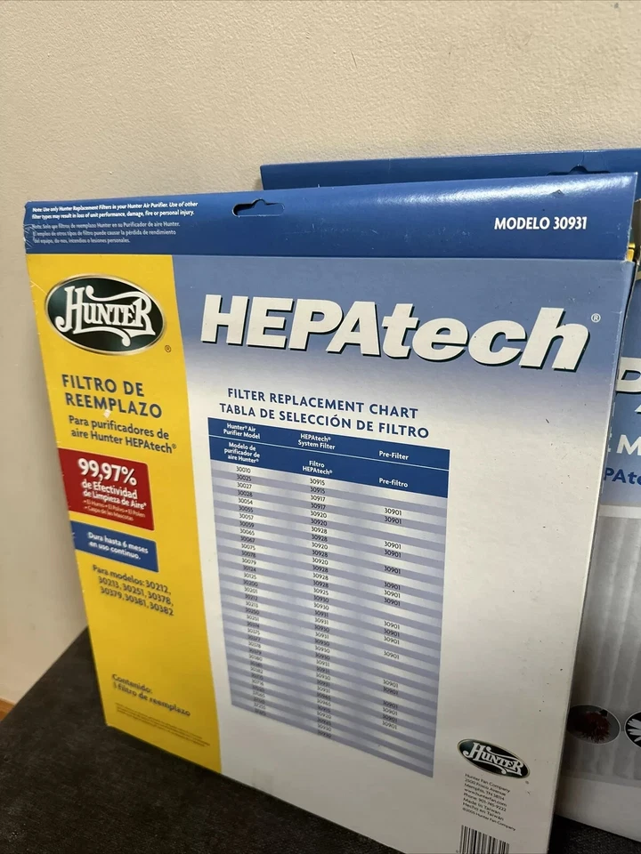 Filtros de substituição HUNTER 30931 HEPAtech modelo original do fabricante novo na caixa purificador de ar - Imagem 2 de 3