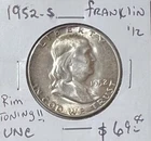 1952 S Ben Franklin Silver Half Dollar 50C NICE !! RIM TONING !! #RH1