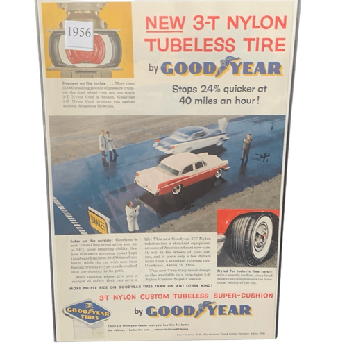 Vintage 1956 Goodyear NEU 3-T Nylon schlauchlose Reifenwerbung - Bild 2 von 4