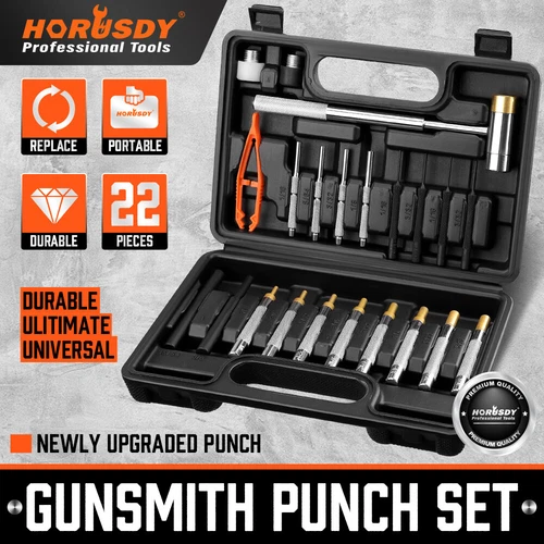 22Pc Double-Sided Copper Hammer Punch Set Plastic & Brass Pin Alignment Tool