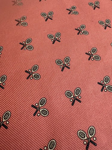 Racchetta da tennis vintage in seta rosa in tessuto, 2,8 iarde (39" x 103") - Foto 9 di 12