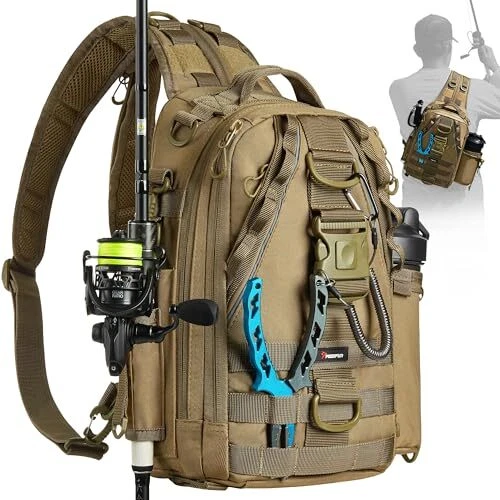 Fishing Tackle Backpack with Rod & Gear Holder Lightweight Outdoor