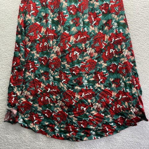 Anthropologie Dress Womens Medium Red Porridge Floral Striped Peep Hem Sun Lit - Picture 11 of 13