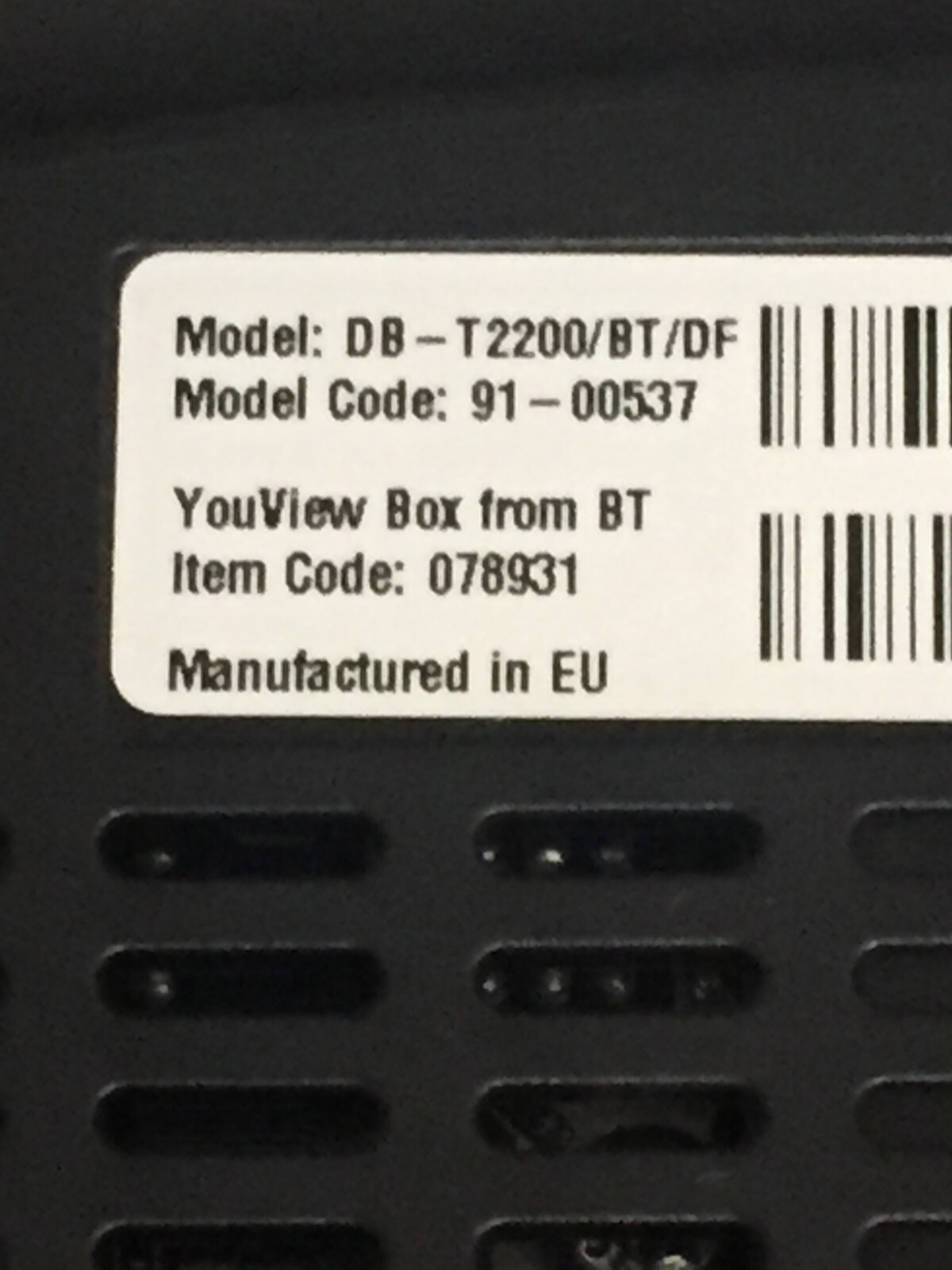 BT YouView Box DBT2200 Freeview HD Receiver with Remote eBay