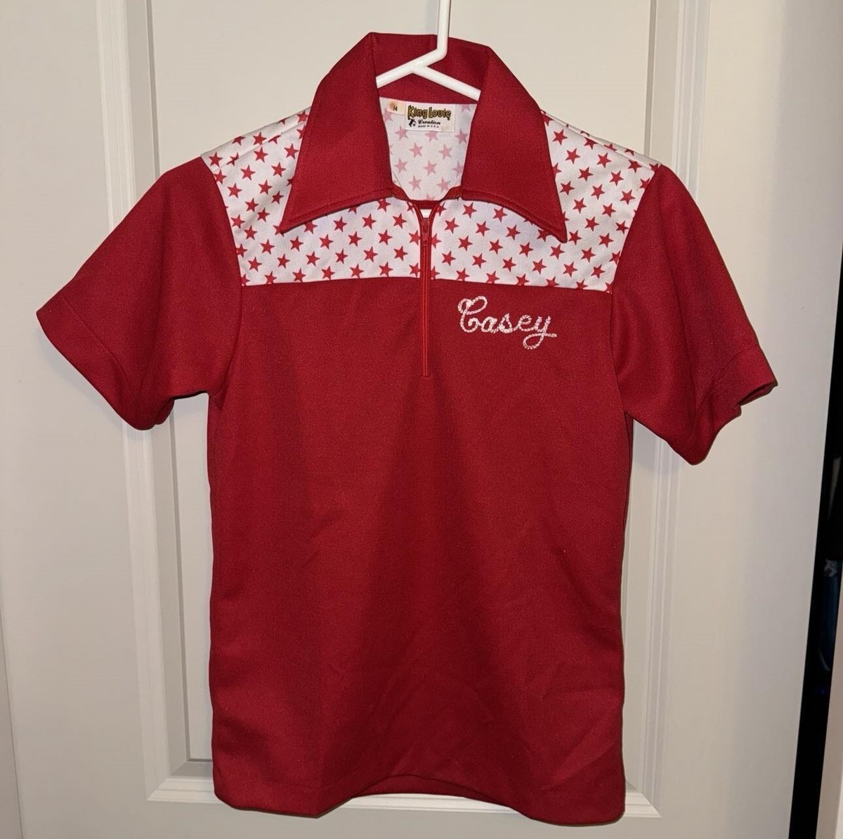 ウェア・シャツ 1970s King Louie Bowling Shirt Size L Vintage Classic 1970's KING LOUIE Bowling Shirt ~ Red/White/Stars