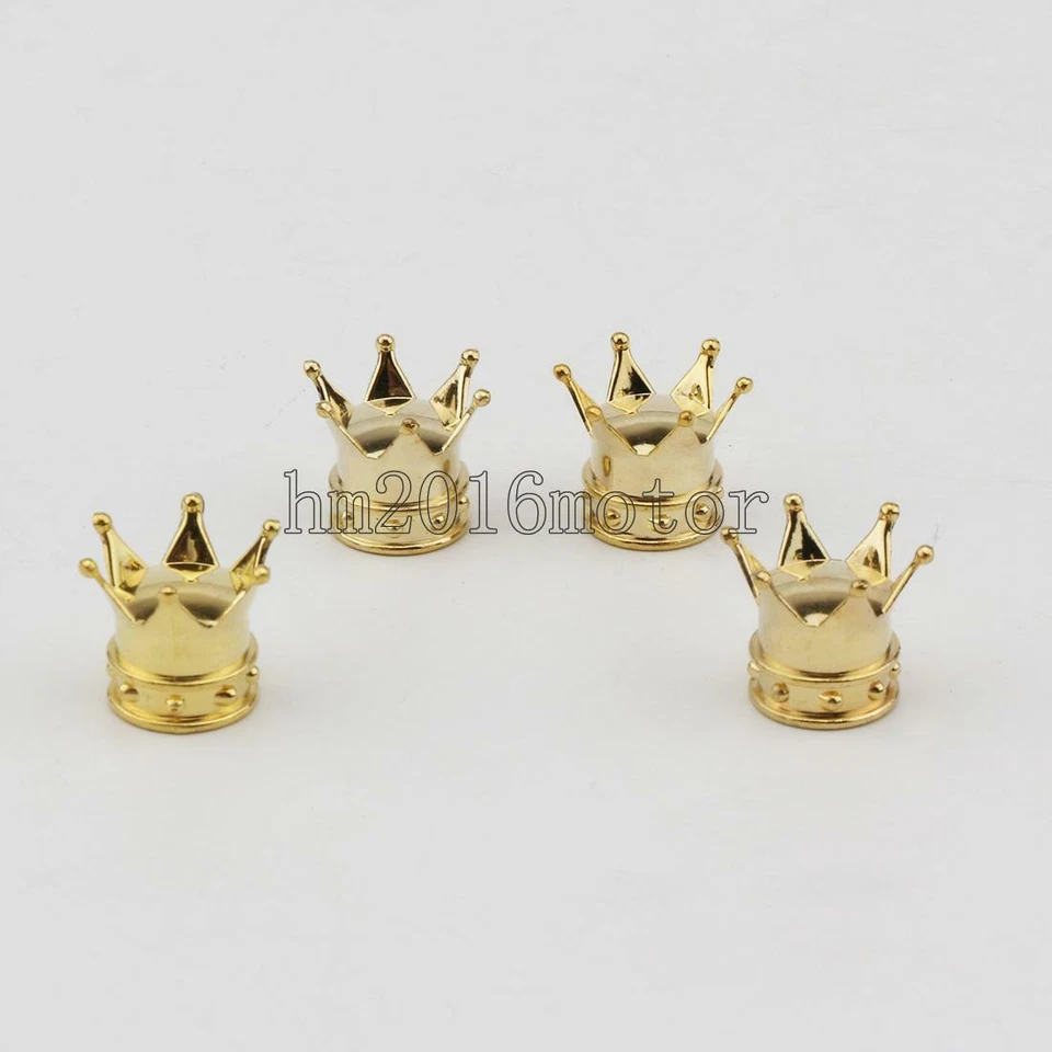 Gold Crown Tire Wheel Stem Air Valve Caps Car Truck Hot Rod Bike - 4PCS Set - Image 4 of 4
