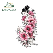EARLFAMILY 5.1" Flowers Tattoo Girl Car Stickers Personality Laptop JDM Decals