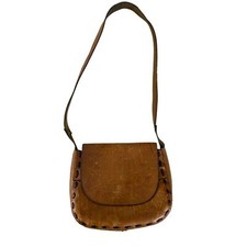 Vintage 70  s Hand Crafted Tooled Leather Bag With Flowers