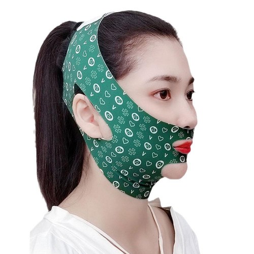 Wiederverwendbares Kinnband Für Gesichtsstraffung – V-Form, Grün, Aus Nylon/Spandex | Doppelkinn-Reduzierung & Lifting-Effekt