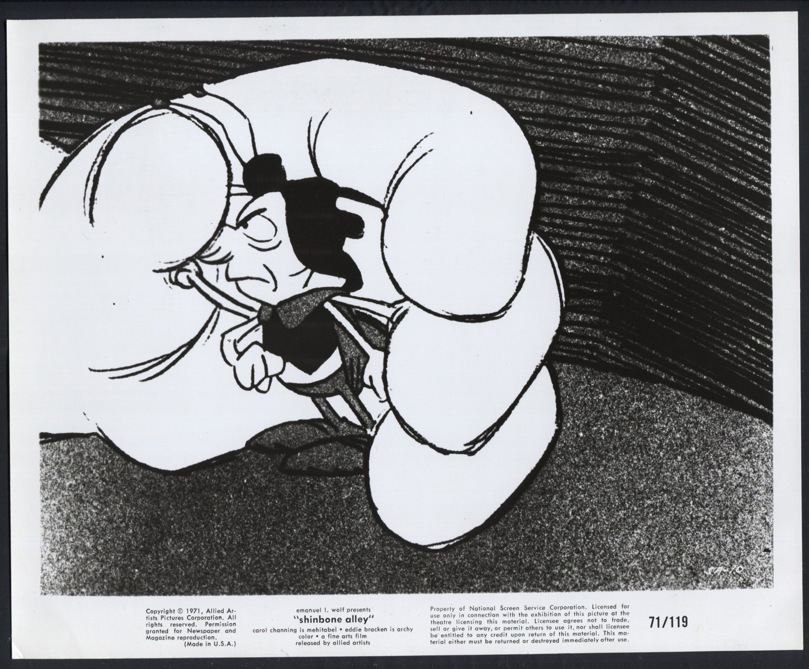 Shinbone Alley ’71 ARCHY THE COCKROACH HAND CARTOON ANIMATION | eBay