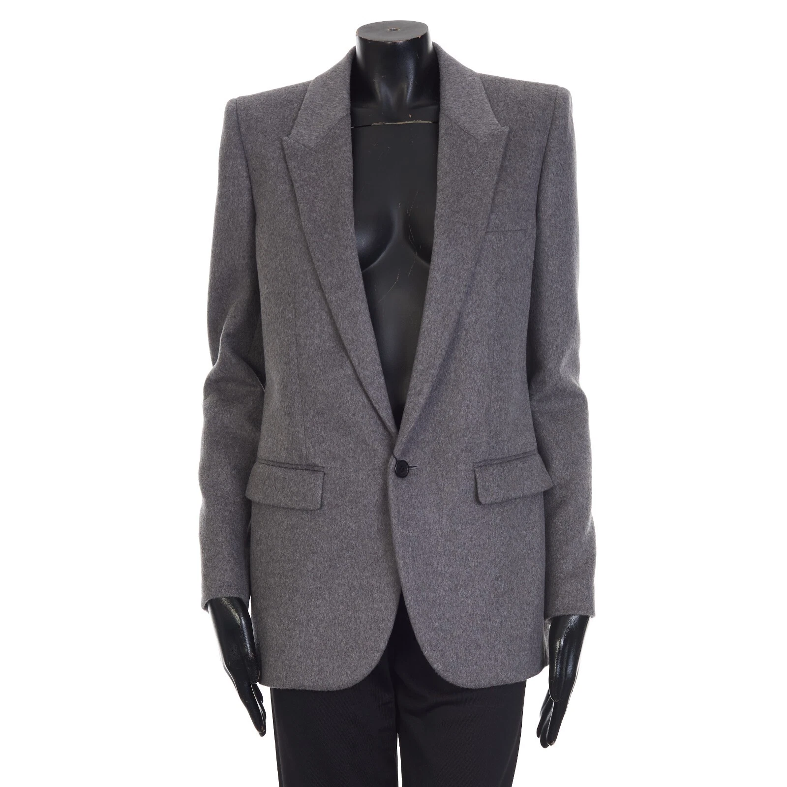 Saint Laurent — SAINT LAURENT 3290$ Gray Cashmere Wool Flannel Jacket - Single-breasted Mulberry
