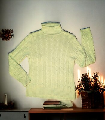 FALLS CREEK Women's Size Large Light Green CABLE KNIT