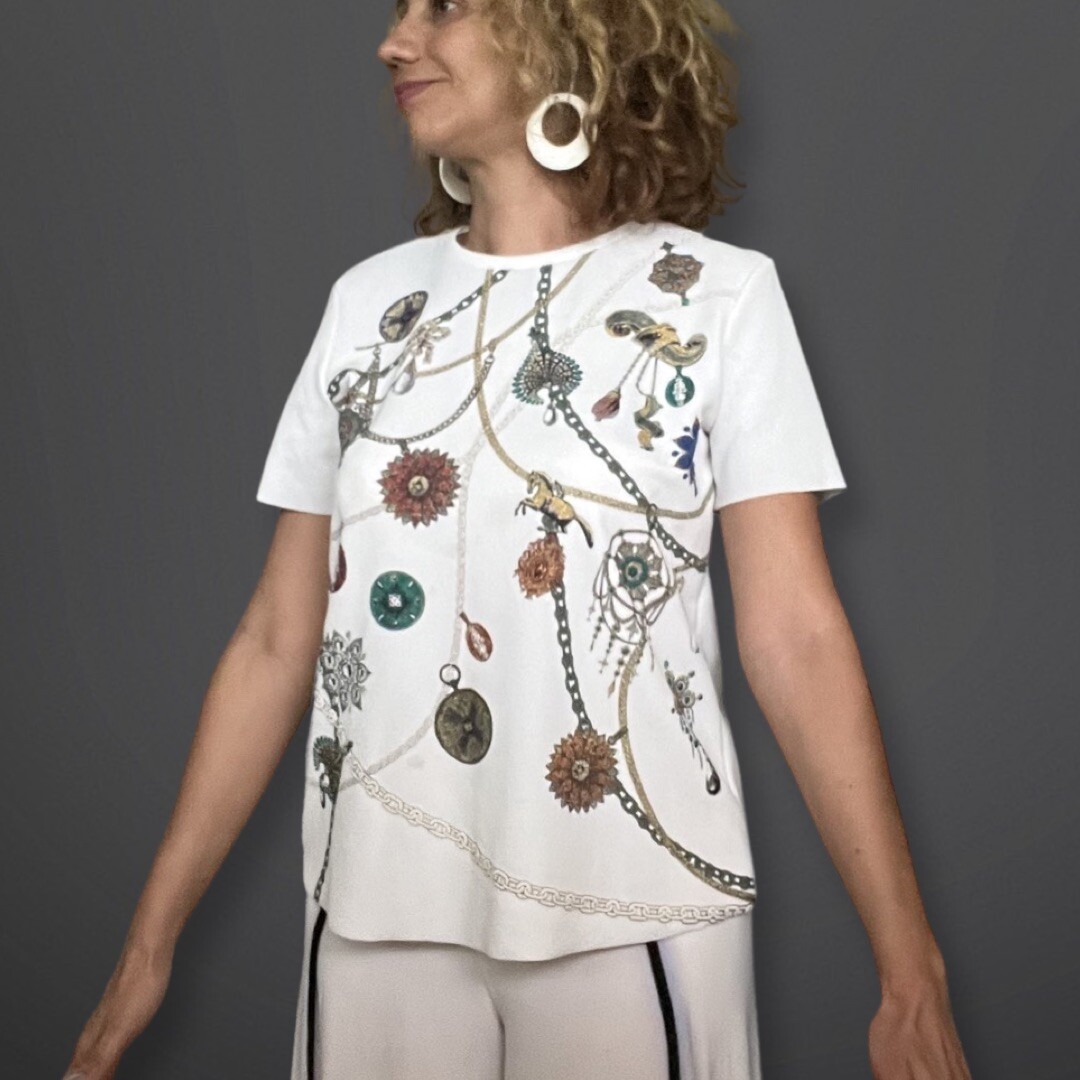 Zara Basic Elegant, Glitter, Graphic Print Polyes… - image 8