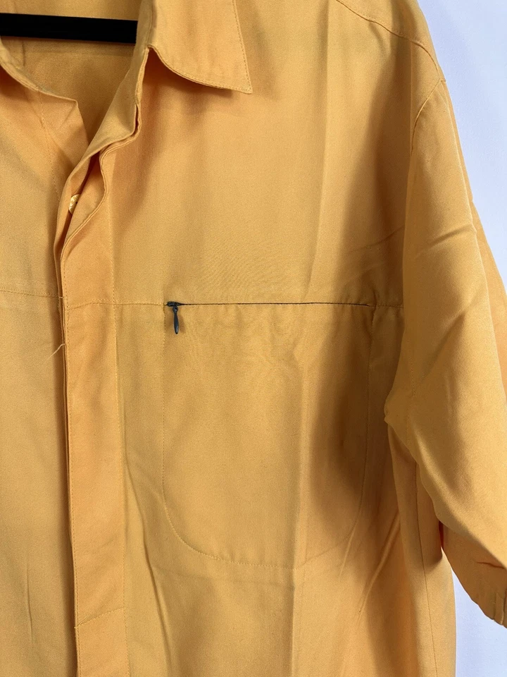 Vintage Rip Curl men's yellow shirt short sleeved button up zip pocket Size L - Image 4 of 4