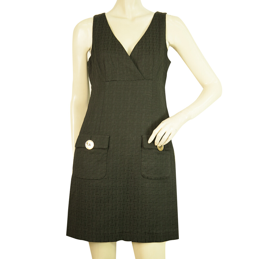 Michael By Michael Kors Black Sleeveless Gold Buttons Mini Length dress  size 6