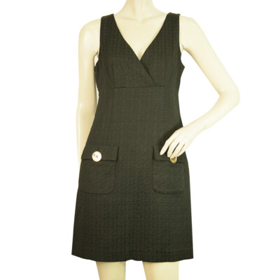 Michael By Michael Kors Black Sleeveless Gold Buttons Mini Length dress  size 6 | eBay