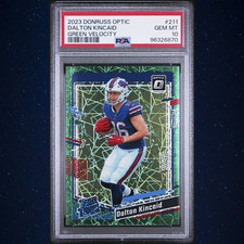 DALTON KINCAID 2023 DONRUSS OPTIC #211 GREEN VELOCITY ROOKIE RC PSA 10 6870