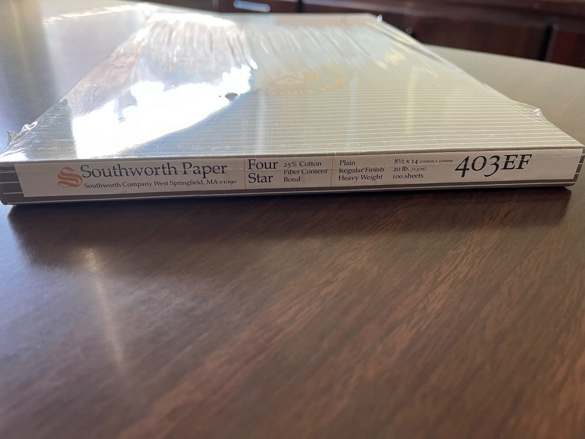 Southworth Typewriter Paper 403EF 25% Cotton 20lb 8.5x14 100 Southworth Typewriter Paper 403EF 25% Cotton 20lb 8.5x14 100