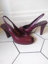 Nine West POP Berry Kidskin Leather Slingback Peep Toe Heels Size 7 Vintage