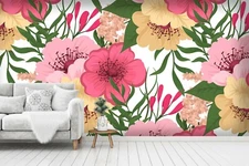 3D Floral Seamless Wallpaper Wall Mural Removable Self-adhesive Sticker 526