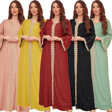 Elegant Women Muslim Islamic Kaftan Party Maxi Dress Abaya Dubai Evening Gown