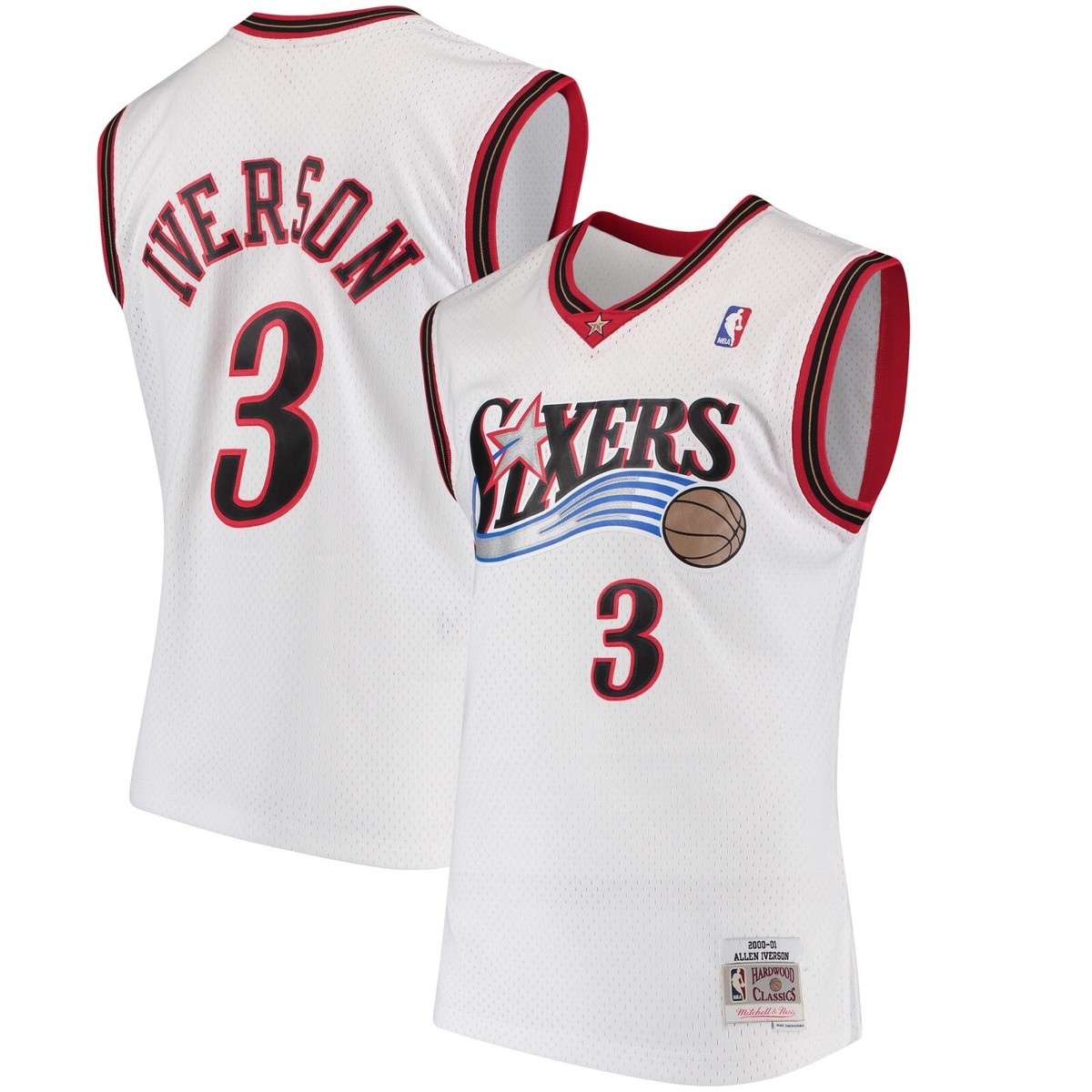 Philadelphia 76ers Allen Iverson Mitchell Ness White 2000-01