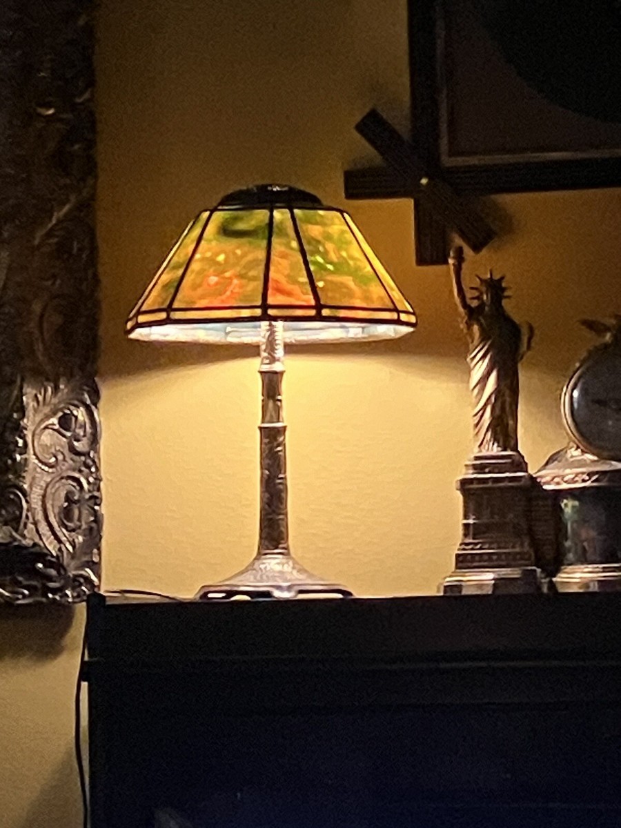 Original Tiffany Studios Dichroic Favrile, Bronze leaded glass