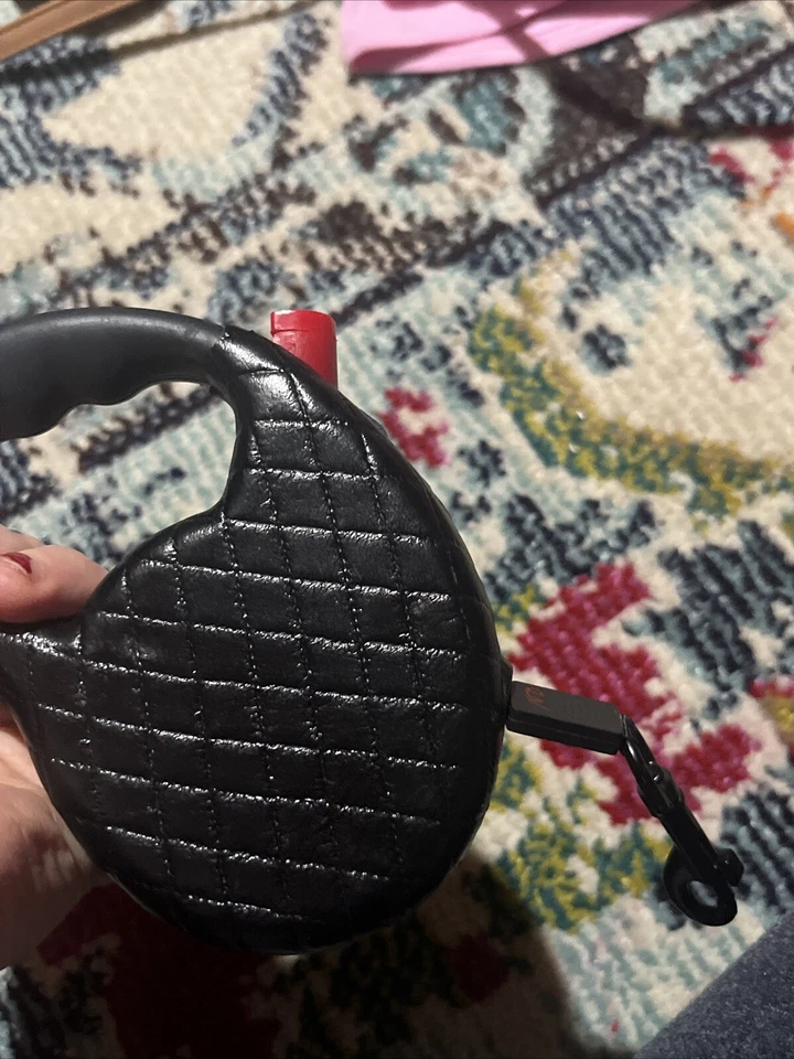 собака выдвижной поводок искусственной кожи выстеганная маленький черный - Изображение 3 из 3