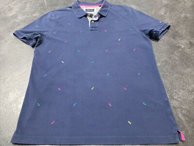 EDEN PARK Shirt Mens M Polo Golf Pique Bow Tie Short Sleeve Cotton Blue 