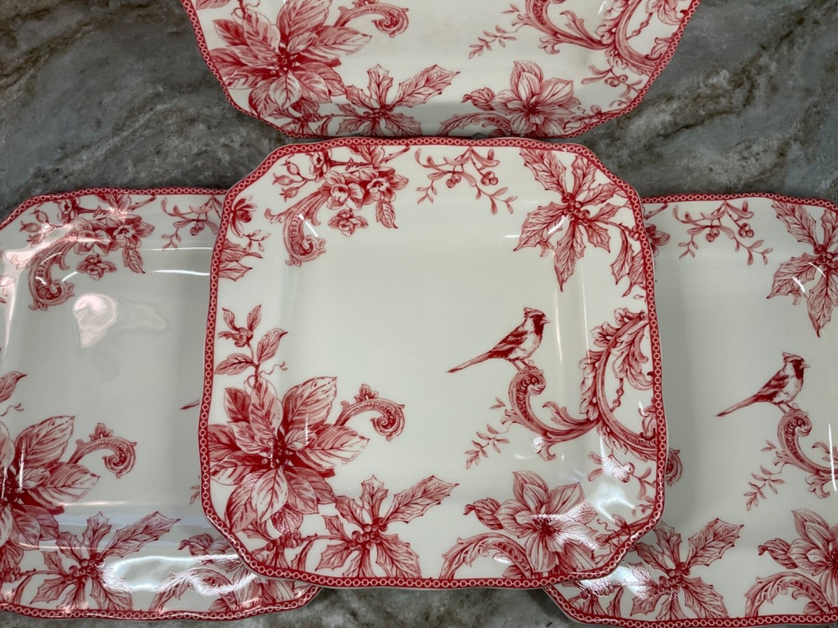 Square Dinner Plates CHRISTMAS LANE 222 Fifth Set Of