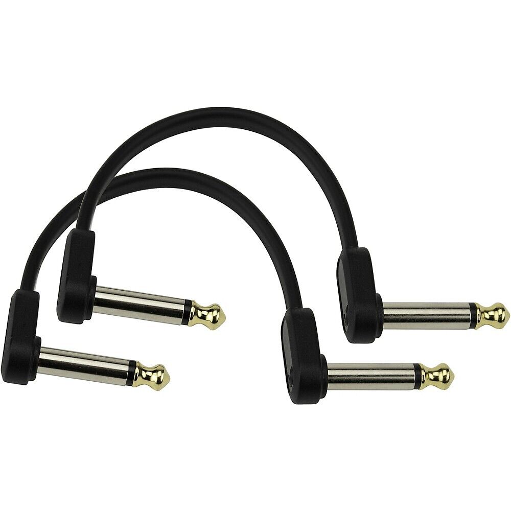 Плоский соединительный кабель DAddario Planet Waves, смещенный под прямым углом, Двойная упаковка, 4 дюйма, Черный