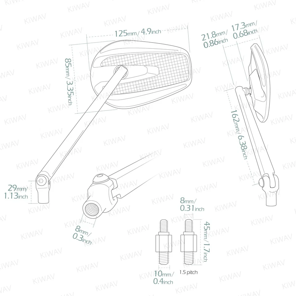 Espejos delgados MAMBA negro fibra de carbono convexo 10 mm 1,5 p para BMW R1200R R12R R12S Foto 2 de 4
