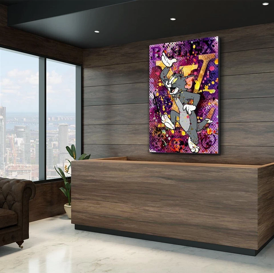 ✅WANDBILD LEINWAND, ACRYLGLAS TOM UND JERRY KATZE LV STREET ART POP ART PREMIUM - Bild 3 von 4