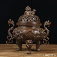 China Buddhism temple bronze dragon Dragon statue Joss Incense burner Censer
