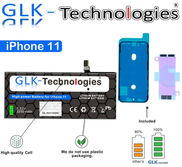 Glk Akku FüR Original Iphone 11 3250 Mah Batterie Apn 616-00641 Pro Ohne Set-image