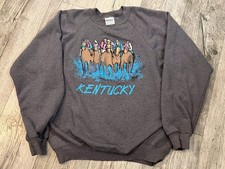 Vintage Kentucky Derby Soft Hanes Sweatshirt XL Jockeys Racehorse Crewneck 1990