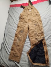 Carhartt Firm Duck Canvas Insualted Overalls Mens Size Medium Brown 104393 BRN