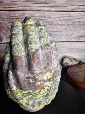1.11 lb Plum Jasper Freeform Carving   Purple Brown & Lime Green Crystal Sculptu