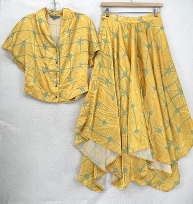 Aarke Ritu Kumar Ananta Yellow Floral Matching Top Skirt Set Sz S