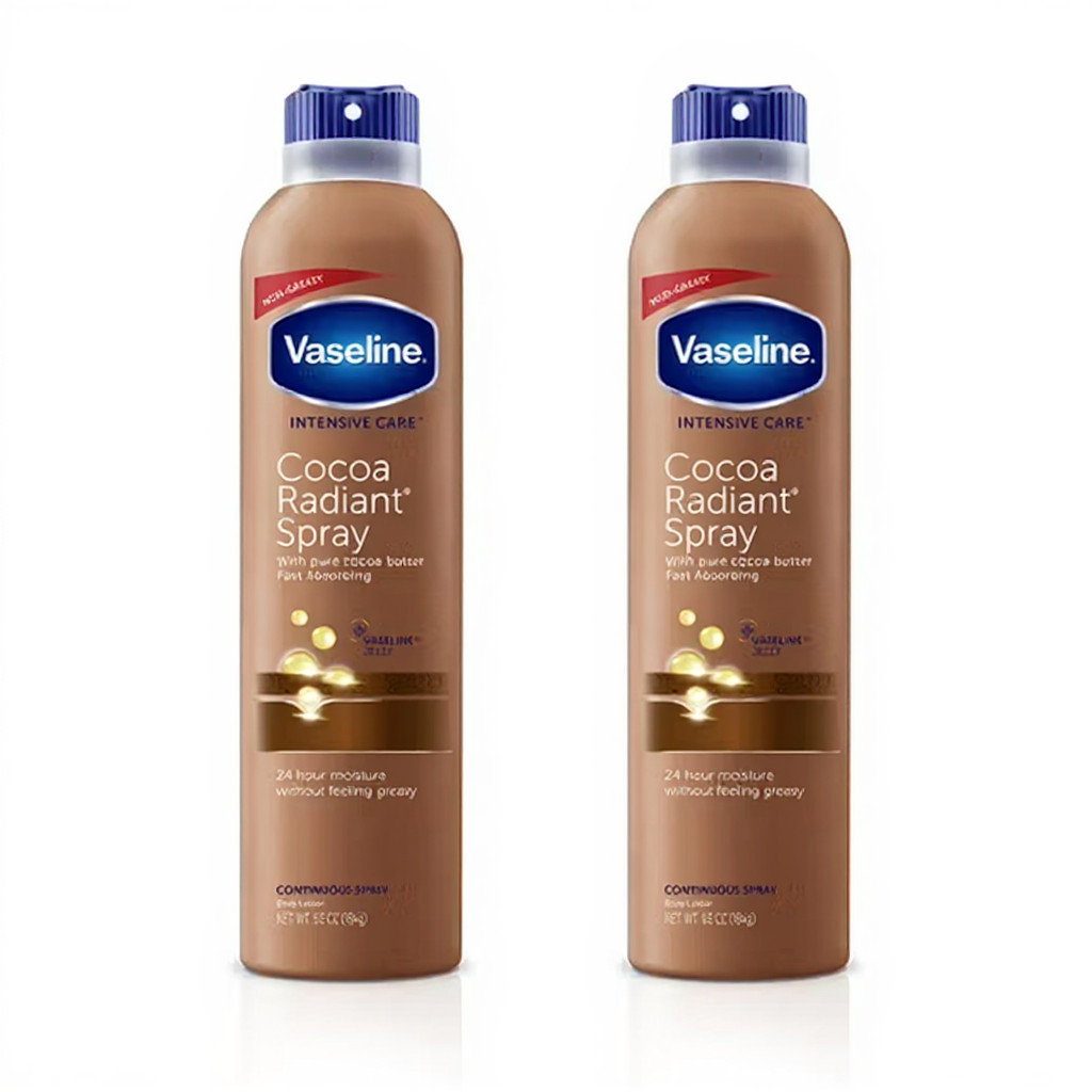 2 Pack Vaseline Cocoa Radiant Spray, Intensive Care, 6.5 Oz ( 184 g ) Each